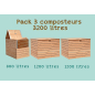 Pack 3 composters in Douglas wood 3200 liters