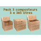 Packen Sie 3 Douglas-Komposter 3 x 365 Liter ein