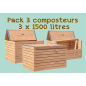 Pack 3 Composteurs en bois Douglas 3 x 1500 litres