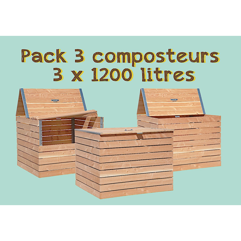 Pack 3 Composteurs en bois Douglas 3 x 1200 litres