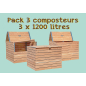 Juego de tres compostadores en madera Douglas 3x1200 litros